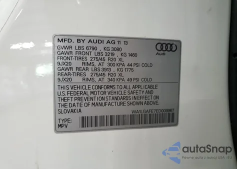 2014 Audi Q7 Premium Plus from USA, damaged, VIN WA1LGAFE7ED009967